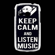 Coque Samsung Galaxy Young Keep Calm Listen music Noir