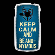 Coque Samsung Galaxy Young Keep Calm and Be Anonymous Bleu