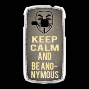 Coque Samsung Galaxy Young Keep Calm and Be Anonymous Gris