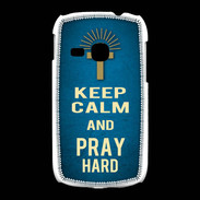 Coque Samsung Galaxy Young Keep Calm and Pray Christian Bleu
