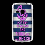Coque Samsung Galaxy Young Keep Calm and Think Beach Bleu