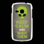 Coque Samsung Galaxy Young Keep Calm and Wait Alien Gris