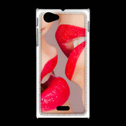 Coque Sony Xpéria J Bouche sexy Lesbienne et rouge à lèvres gloss