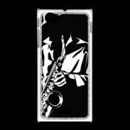 Coque Sony Xpéria J Saxophoniste en noir et blanc