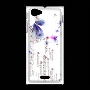 Coque Sony Xpéria J Papillons et notes de musique