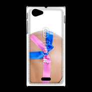 Coque Sony Xpéria J Femme enceinte avec ruban bleu et rose