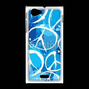 Coque Sony Xpéria J Peace and love Bleu