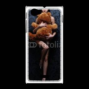 Coque Sony Xpéria J Femme glamour câlin nounours