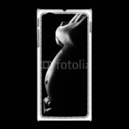 Coque Sony Xpéria J Femme enceinte en noir et blanc
