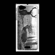 Coque Sony Xpéria J Cerf en noir et blanc 150