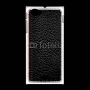 Coque Sony Xpéria J Effet cuir noir et rouge