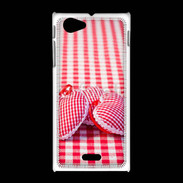 Coque Sony Xpéria J Mode vichy et petit coeur