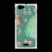 Coque Sony Xpéria J Fond fashion vert et marron 2