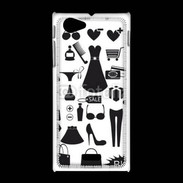 Coque Sony Xpéria J Fond fashion noir et blanc 2