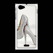 Coque Sony Xpéria J Escarpins strass argent