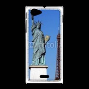 Coque Sony Xpéria J Statue de la liberté et tour Eiffel