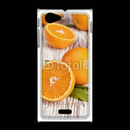 Coque Sony Xpéria J Belles oranges sur fond en bois
