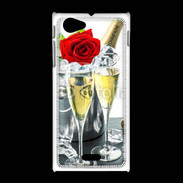 Coque Sony Xpéria J Champagne et rose rouge