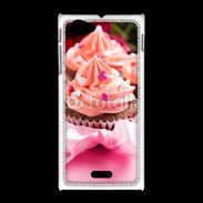 Coque Sony Xpéria J Cupcake et ruban rose