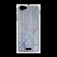 Coque Sony Xpéria J Rose des vents sur fond bois 500