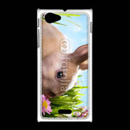 Coque Sony Xpéria J Lapin et fleurs