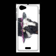 Coque Sony Xpéria J Lapin noir et blanc dans un chapeau