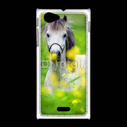 Coque Sony Xpéria J Poney Shetland gris et blanc