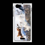 Coque Sony Xpéria J Cheval et chien dans la neige