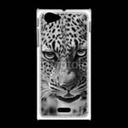 Coque Sony Xpéria J Léopard en noir et blanc 500