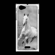 Coque Sony Xpéria J Cheval en noir et blanc 55