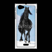 Coque Sony Xpéria J Cheval Friesian noir 100