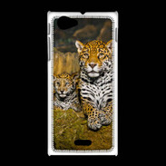 Coque Sony Xpéria J Portrait de Léopard avec petit