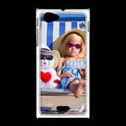 Coque Sony Xpéria J Petite fille avec bonhomme de neige a la plage