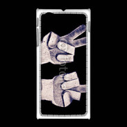 Coque Sony Xpéria J double fuck gants