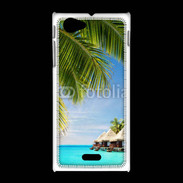Coque Sony Xpéria J Palmier et bungalow dans l'océan indien