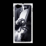 Coque Sony Xpéria J Violoncelliste en noir et blanc 5
