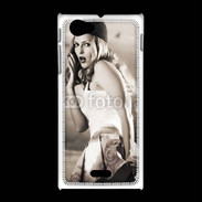 Coque Sony Xpéria J Femme avec fond avion