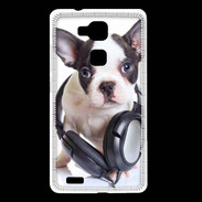 Coque Huawei Ascend Mate 7 Bulldog français avec casque de musique
