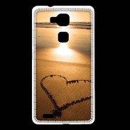 Coque Huawei Ascend Mate 7 Coeur sur la plage avec couché de soleil