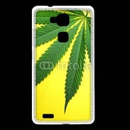 Coque Huawei Ascend Mate 7 Feuille de cannabis sur fond jaune