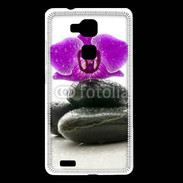 Coque Huawei Ascend Mate 7 Orchidée violette sur galet noir