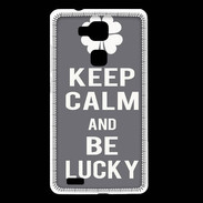 Coque Huawei Ascend Mate 7 Keep Calm Be lucky Gris