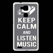 Coque Huawei Ascend Mate 7 Keep Calm Listen music Gris