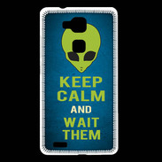 Coque Huawei Ascend Mate 7 Keep Calm and Wait Alien Bleu