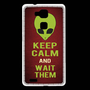 Coque Huawei Ascend Mate 7 Keep Calm and Wait Alien Rouge