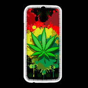 Coque HTC One M8 Feuille de cannabis et cœur Rasta