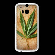 Coque HTC One M8 Feuille de cannabis sur toile beige