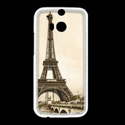 Coque HTC One M8 Tour Eiffel Vintage en noir et blanc