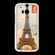Coque HTC One M8 Vintage Tour Eiffel carte postale