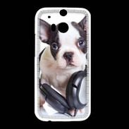 Coque HTC One M8 Bulldog français avec casque de musique